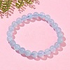 Natural Aquamarine Round Bead Stretch Bracelets for Men Women BJEW-U034-01C-01-2