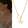 1Pc Letter & Heart Stainless Steel Lariat Necklaces for Women NJEW-LP0002-87G-M-1