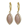 Horse Eye Natural Sunstone with Brass Hoop Earrings for Women EJEW-JE05926-1