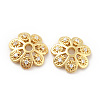 Brass Micro Pave Clear Cubic Zirconia Bead Caps KK-G425-05B-G-1