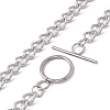 Non-Tarnish 304 Stainless Steel Curb Chain Necklace with Toggle Clasps for Women NJEW-E059-01P-3