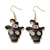 Halloween Golden Alloy Enamel Dangle Earrings EJEW-K274-03A-G-1