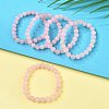 Natural Rose Quartz Bead Stretch Bracelets X-BJEW-K212-B-045-1