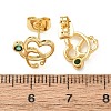 Brass Micro Pave Green Cubic Zirconia Stud Earrings for Women EJEW-K271-05G-4