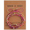 5Pcs Adjustable Nylon Round Gemstone Bead Braided Bracelet Sets NO9066-3-1