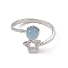 Natural Aquamarine Cuff Rings RJEW-G273-05P-02-2