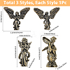 3Pcs 3 Styles Brass Angel Display Decorations DJEW-SP0001-48-2