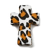Cross with Leopard Print Silicone Focal Beads SIL-G006-02C-1