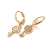 Key with Evil Eye Real 18K Gold Plated Brass Dangle Leverback Earrings EJEW-Q797-03G-02-2