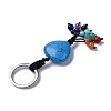 Synthetic Turquoise Heart with Mixed Gemstone Tassel Keychains KEYC-P012-03P-02-3
