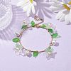 Acrylic Flower & Glass Pearl Charm Bracelets BJEW-JB10054-01-2