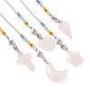 5Pcs Natural Rose Quartz Dowsing Pendulums PALLOY-JF05239-2