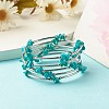 5-Loop Synthetic Turquoise(Dyed) Chip Beaded Wrap Bracelets for Women BJEW-JB01517-09-1