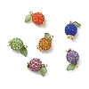 Pave Disco Ball Beads with Transparent Acrylic Charms and 304 Stainless Steel Bead Caps and Brass Ball Head pins Pendants PALLOY-TA00243-1