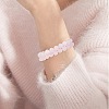 Natural  Rose Quartz Braided Bead Bracelet BJEW-SW00001-08-6