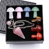 Natural Gemstone Dowsing Pendulum Hexagonal Cone Big Pendants & Mushromm Massage Stone Sets WG51030-01-1