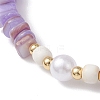 6Pcs 6 Colors Natural Freshwater Shell Chip & ABS Plastic Imitation Pearl Beaded Stretch Bracelets BJEW-JB12727-5