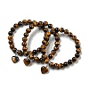 8.5mm Round Natural Tiger Eye Beaded Stretch Bracelets BJEW-C074-01Q-1