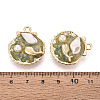 Luminous Rack Plating Alloy Resin and ABS Imitation Pearl and Porcelain Pendants ENAM-T091-69-4