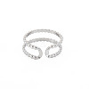 Non-Tarnish 304 Stainless Steel Double Line Open Cuff Ring for Women RJEW-S405-227P-2