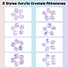 40Pcs 8 Styles K9 Glass Rhinestone Cabochons MRMJ-DC0001-02-3