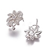 Brass Micro Pave Cubic Zirconia Stud Earring Findings KK-O121-13P-1