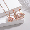 Hollow Rose Metal Cubic Zirconia Pendants Necklaces and Earrings Sets for Women FS-WG5C958-01-1