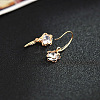 Real Gold Plated Flower Alloy Austrian Crystal Dangle Earrings EJEW-DD0002-19A-3