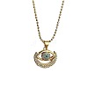 Brass Micro Pave Clear Cubic Zirconia Evil Eye Pendant Ball Chain Necklaces for Women WG5209A-01-2