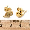 Brass Micro Pave Clear Cubic Zirconia Stud Earrings EJEW-D305-16G-4