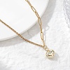 Alloy Heart Pendant 304 Stainless Steel Paperclip Chain & Rolo Chain Necklaces NJEW-JN05812-01-1