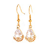 Elegant Brass Teardrop Flower Basket Dangle Earrings PV0025-5