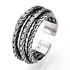 Men's Triple Line Alloy Open Cuff Ring RJEW-N029-091-2