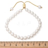 Shell Pearl Beaded Slider Bracelet with Brass Snake Chain BJEW-B066-01B-01-7