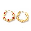 Ion Plating(IP) 304 Stainless Steel Hexagon Hoop Earrings with Enamel for Women EJEW-G293-17C-G-2