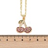 Brass Micro Pave Camellia Cubic Zirconia Fruit Pendant Necklaces for Women NJEW-U042-02B-G-3