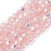 AB Color Plated Transparent Glass Beads Strands GLAA-G127-01-01D-1