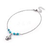Synthetic Turquoise Charms Anklets AJEW-AN00234-04-1