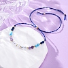 Faceted Round Natural Lapis Lazuli & Turquoise & Amethyst & Quartz Crystal Braided Bead Bracelets BJEW-F493-09G-04-1
