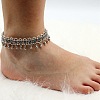 Bohemian Flower Tassel Alloy Anklets for Women AJEW-B107-02-1