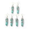 Synthetic Turquoise Bullet with Flower Dangle Earrings EJEW-G300-02P-09-1