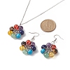 Natural & Synthetic Mixed Gemstone Beaded Flower Dangle Earrings & Pendant Necklace SJEW-JS01270-3