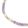 Natural Mixed Gemstone & Cultured Freshwater Pearl & Brass Beads Braided Bead Bracelets for Women BJEW-JB13203-4