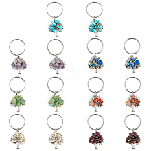 SUPERFINDINGS 14Pcs 7 Style Chip Gemstone Keychain KEYC-FH0001-17