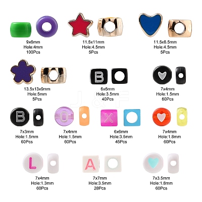 588Pcs 13 Styles Geometry & Star & Heart & Flower Acrylic Beads DIY-FS0002-04-1
