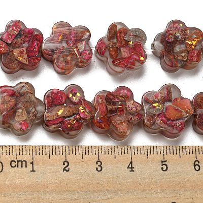 Dyed Natural Imperial Jasper with Resin Beads Strands G-G083-G03-01-1