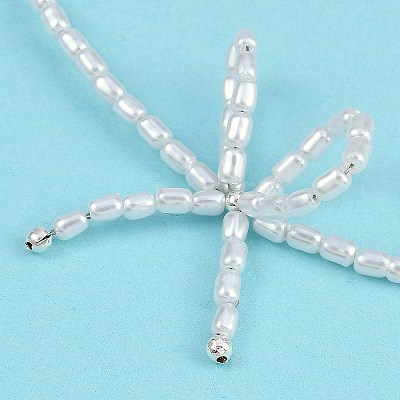 Resin Pearl Beaed Bowknot Pendant Necklaces for Women NJEW-K386-02A-P-1