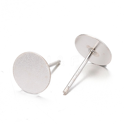 925 Sterling Silver Flat Pad  Stud Earring Findings STER-K167-045G-S-1