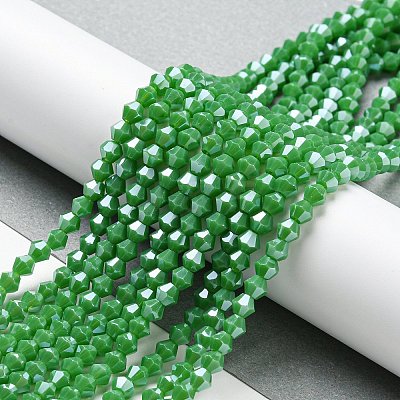Opaque Solid Color Electroplate Glass Beads Strands EGLA-A039-P4mm-A08-1