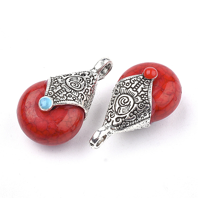 Tibetan Style Resin Pendants X-RESI-T022-16A-1